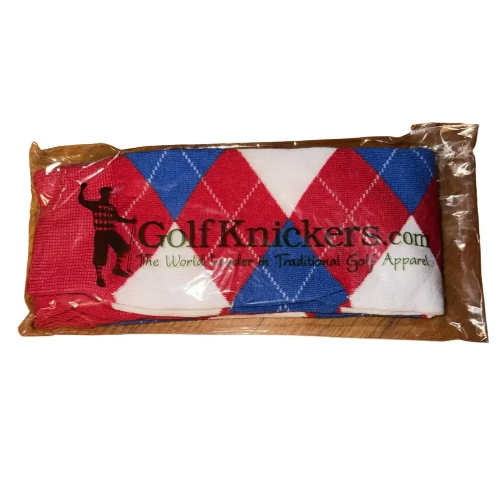 Golf Knickers Colorful Knee High Argyle Cotton Socks For Men Red White Blue New